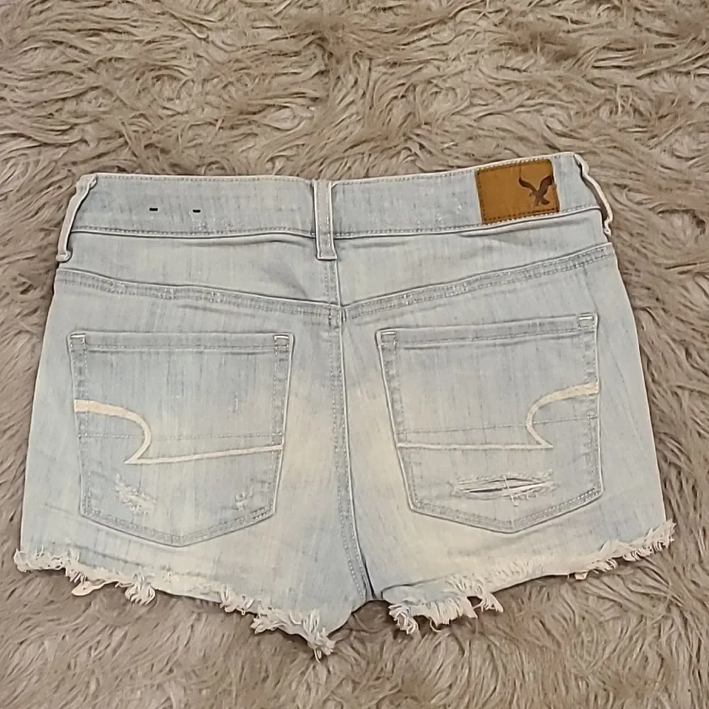 American eagle outfitters high rise shortie distressed shorts with lace‎